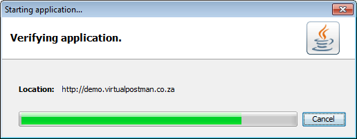 The Java Web Start download progress dialog